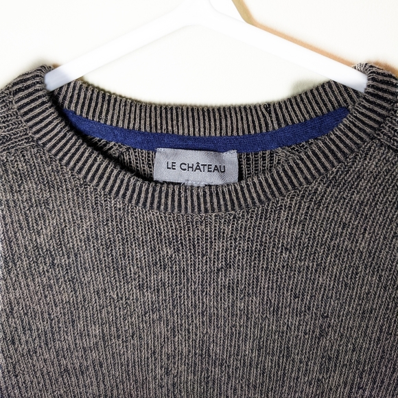 LE CHÂTEAU BROWN COTTON MENS CREW NECK SWEATER - Picture 3 of 6